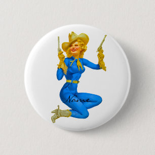 Bóton Redondo 5.08cm Tiro de Arma da Cowgirl Thunder_Cove