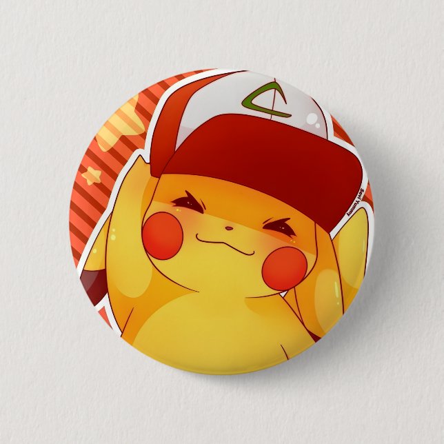 Bóton Redondo 5.08cm Toca de Treinador Pikachu  (Frente)