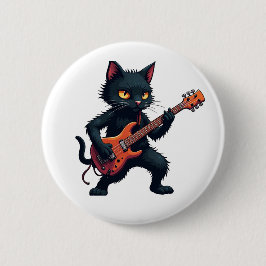 Bóton Redondo 5.08cm Toca violão gato preto