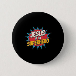 Bóton Redondo 5.08cm Toddler Jesus É Meu Super Herói Cristão Deus Filho
