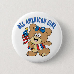 Bóton Redondo 5.08cm Todo o urso americano da menina