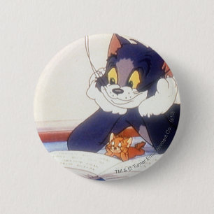 Bóton Redondo 5.08cm Tom e Jerry leram um livro