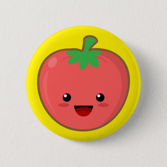 Bóton Redondo 5.08cm Tomate de Kawaii (Frente)