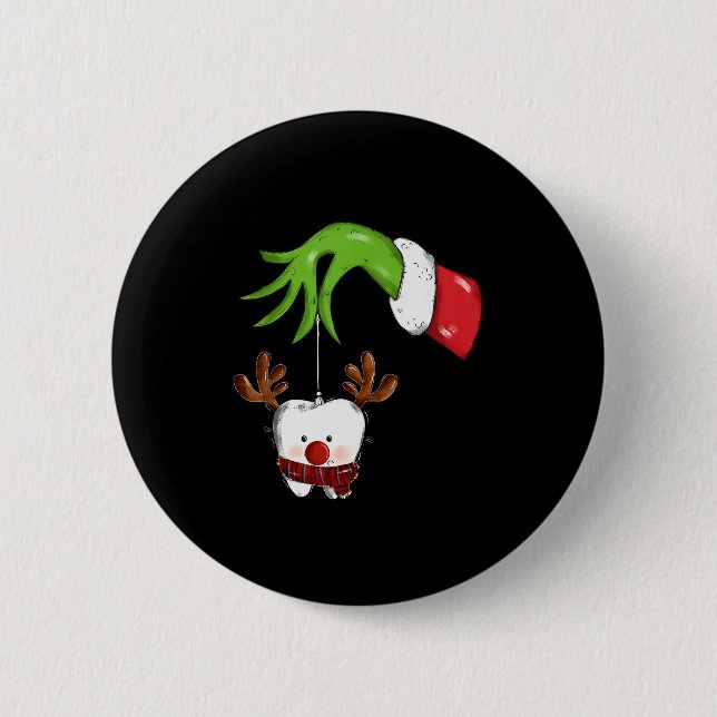 Bóton Redondo 5.08cm Tooth Dentist Dental Istant Teeth Christmas Rudolp (Frente)