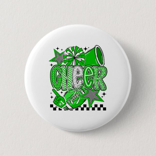 Bóton Redondo 5.08cm Torcida Pé de Futebol Torcida Líder Verde Mulheres (Frente)