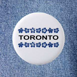 Bóton Redondo 5.08cm Toronto Aloha Bandas Cor Azul-Claro