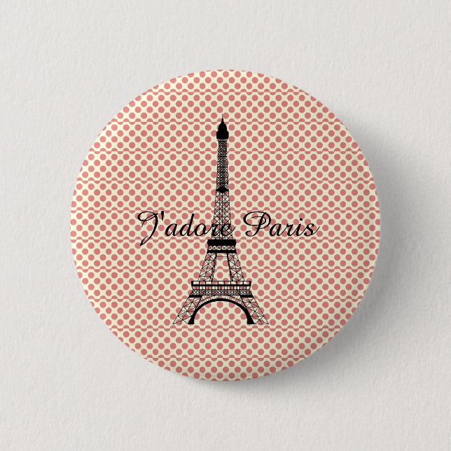 Bóton Redondo 5.08cm Torre Eiffel J'adore Paris (Frente)
