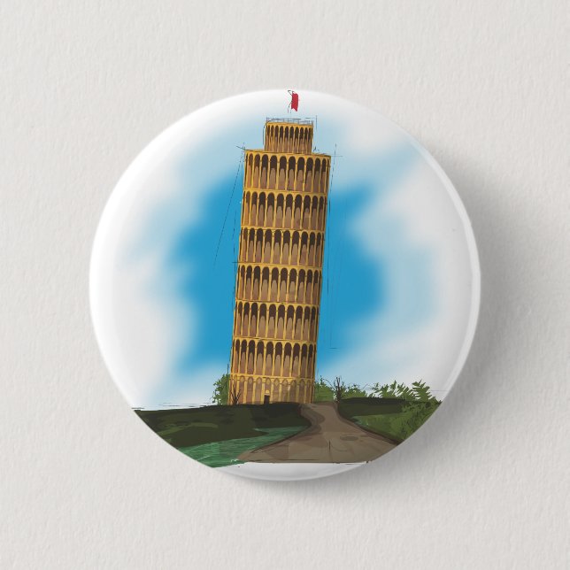 Bóton Redondo 5.08cm Torre inclinada de Pisa (Frente)