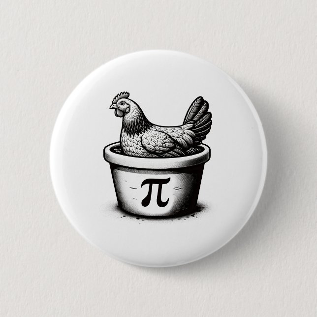 Bóton Redondo 5.08cm Torta De Frango Dia Engraçado Pi Matemática Piada  (Frente)