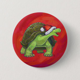 Bóton Redondo 5.08cm Tortoise Christmas On Red