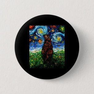 Bóton Redondo 5.08cm TortoisesInferno Tortie Starry Night Kitty Art Por