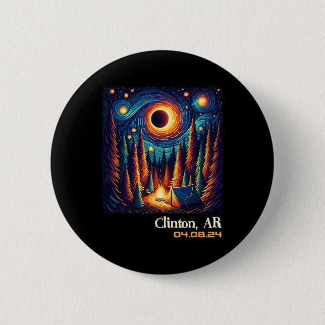 Bóton Redondo 5.08cm Total Solar Eclipse Clinton Arkansas (Frente)