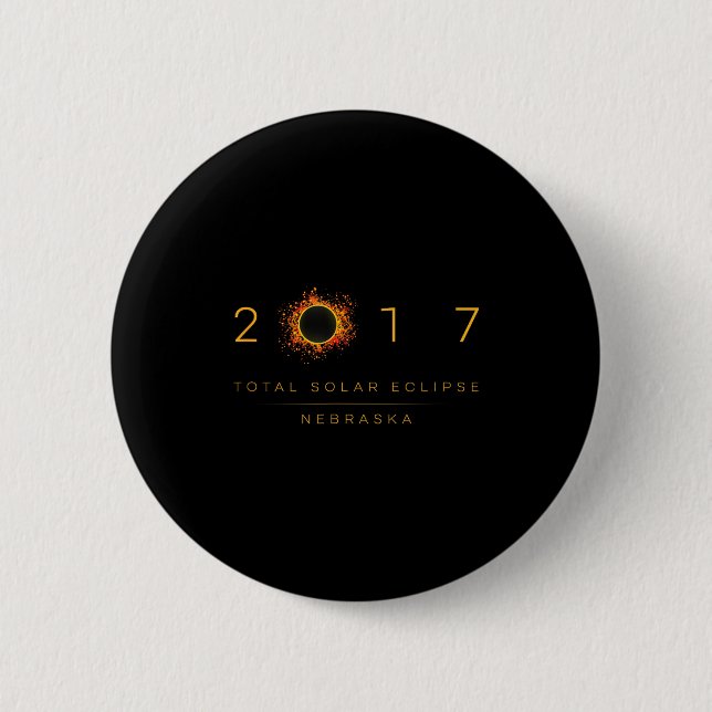 Bóton Redondo 5.08cm Total Solar Eclipse Nebraska 2017 Illustration (Frente)