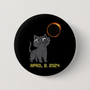 Bóton Redondo 5.08cm Totalidade do Cat Solar Eclipse 2024 abril 8 Mulhe
