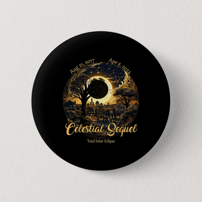 Bóton Redondo 5.08cm Totalidade do Eclipse Celestial Total 2017 (Frente)