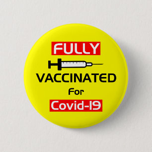 Bóton Redondo 5.08cm Totalmente Vacinado Para Covid 19 Amarelo