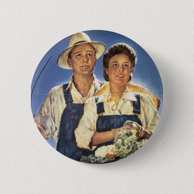 Bóton Redondo 5.08cm Trabalhe em uma Fazenda... Este Verão (Frente)