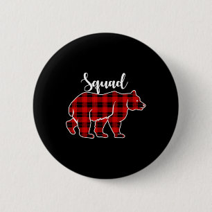 Bóton Redondo 5.08cm Traje de Natal Xadrez Vermelho do Urso Squad Combi
