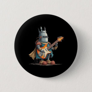 Bóton Redondo 5.08cm Traje engraçado de Cavaleiro Medieval com Guitarra