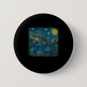 Bóton Redondo 5.08cm Tralalalero Tralala Funny Shark Van Gogh Starry Ni