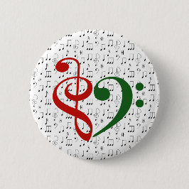 Bóton Redondo 5.08cm Treble Clef Bass Clef Clef Heart Music Lover Natal