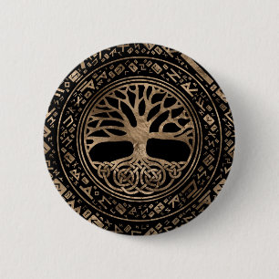 Bóton Redondo 5.08cm Tree of life -Yggdrasil Runic Pattern