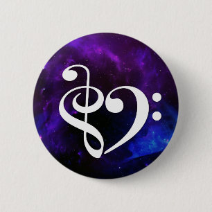 Bóton Redondo 5.08cm Tremor Clef Bass Clef Coração Roxo Nebulosa Azul