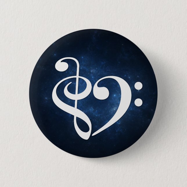 Bóton Redondo 5.08cm Tremor Clef Bass Clef Heart Dark Blue Nebula (Frente)