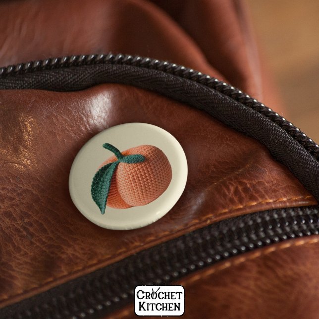 Bóton Redondo 5.08cm Trendy Minimal Modern Amigurumi Crochet Peach (Criador carregado)