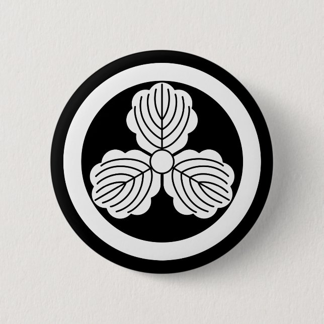 Bóton Redondo 5.08cm Três folhas de carvalho(1) em círculo (Frente)