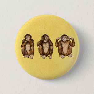 Bóton Redondo 5.08cm Três macacos sábios
