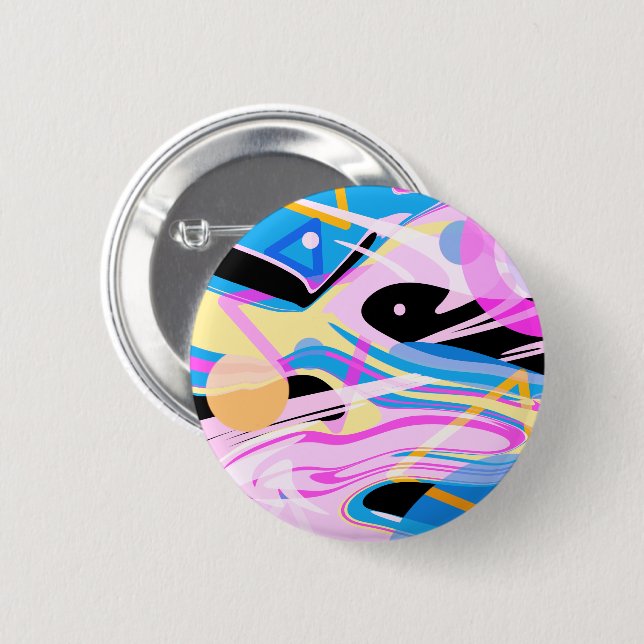 Bóton Redondo 5.08cm Três pintura geométrica Abstrato (Frente & Verso)