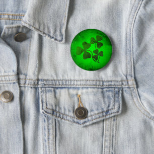 Bóton Redondo 5.08cm Trevo irlandês/trevo verde, Irlanda brilho verde