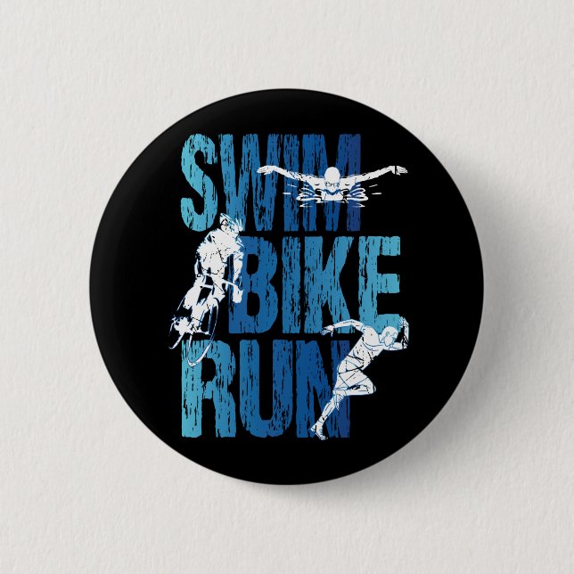 Bóton Redondo 5.08cm Triathlon - Natação Bike Run (Frente)