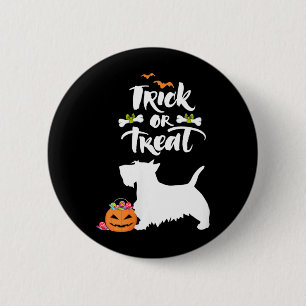 Bóton Redondo 5.08cm Trick Or Treat Feminino Scottie Terrier Escocês Ca