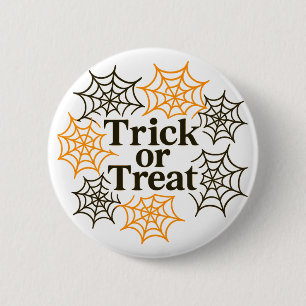 Bóton Redondo 5.08cm Trick Or Treat Halloween Teia de Aranha Festa Assu