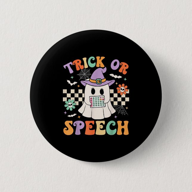 Bóton Redondo 5.08cm Trick Ou Speech Halloween Bp Retro Speech Therapy (Frente)