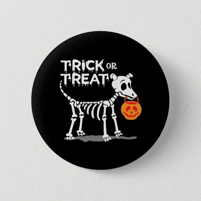 Bóton Redondo 5.08cm Trick Ou Tratar O Cão De Halloween (Frente)