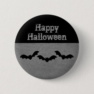 Bóton Redondo 5.08cm Trio de Bats Halloween Button, Cinza