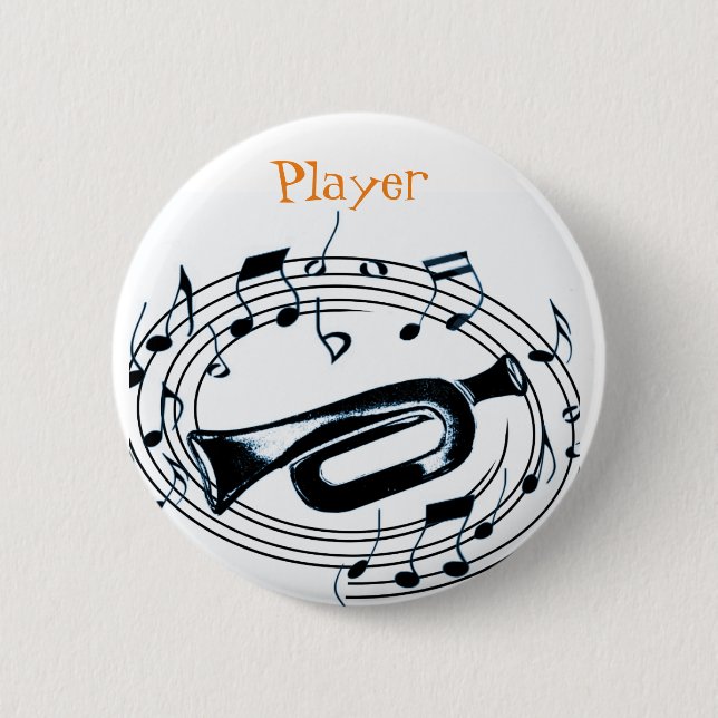 Bóton Redondo 5.08cm Trombeta e notas musicais (Frente)
