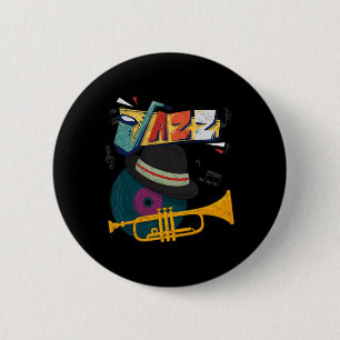 Bóton Redondo 5.08cm Trombetas de Jazz Retro Fofas Festival de Música N