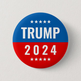 Bóton Redondo 5.08cm Trump 2020 Red and Blue w/Stars