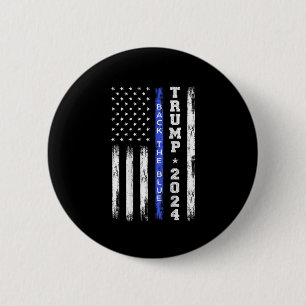 Bóton Redondo 5.08cm Trump 2024 Back The Blue Thin Blue Line American