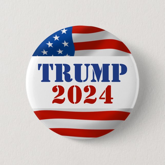 Bóton Redondo 5.08cm Trump 2024 EUA Flag Blue & Red Button (Frente)