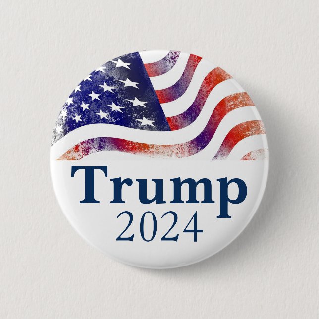 Bóton Redondo 5.08cm Trump 2024 Faded American Flag Campaign (Frente)