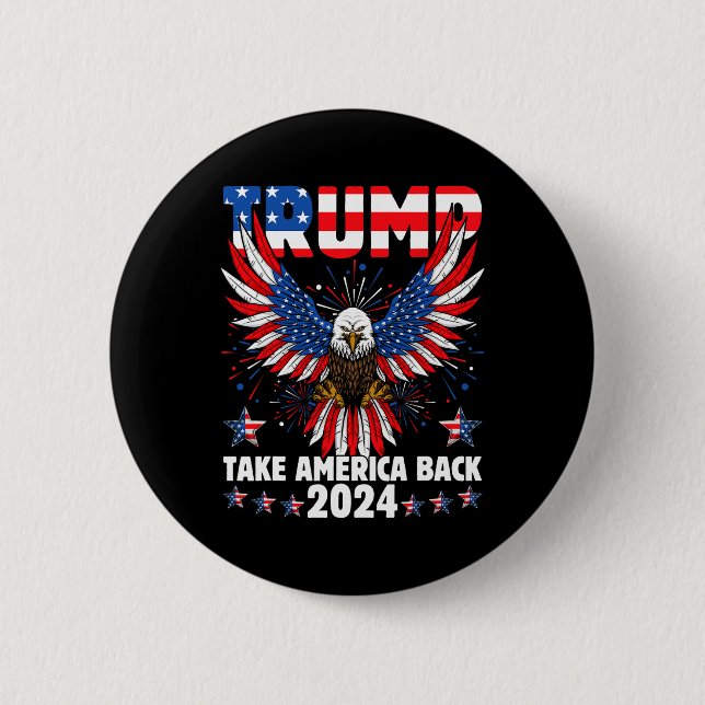 Bóton Redondo 5.08cm Trump 2024 Retome América Bandeira Americana Trump (Frente)