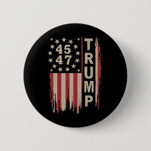 Bóton Redondo 5.08cm Trump 45 47 Antigo Retro América Bandeira EUA