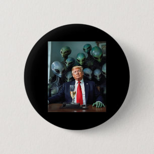 Bóton Redondo 5.08cm Trump Alienígenas Escritório Foto Uap Ufo Extrater