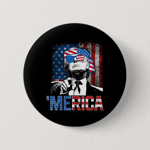 Bóton Redondo 5.08cm Trump América 4 de Julho 47º Presidente Bandeira A