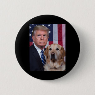Bóton Redondo 5.08cm Trump Divertido E Cachorro Retriever Dourado Bande